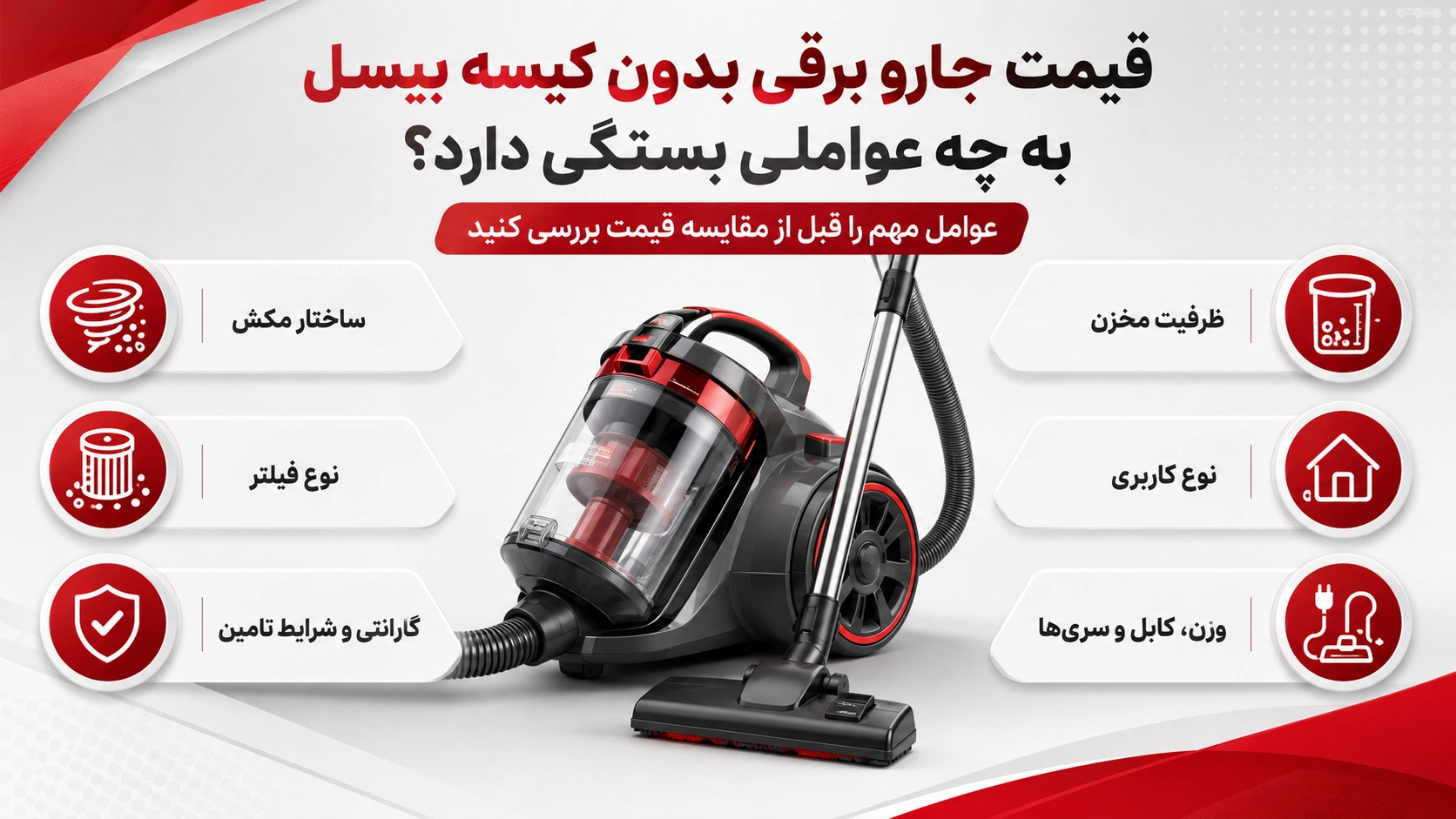 قیمت جارو برقی بدون کیسه بیسل به چه عواملی بستگی دارد؟